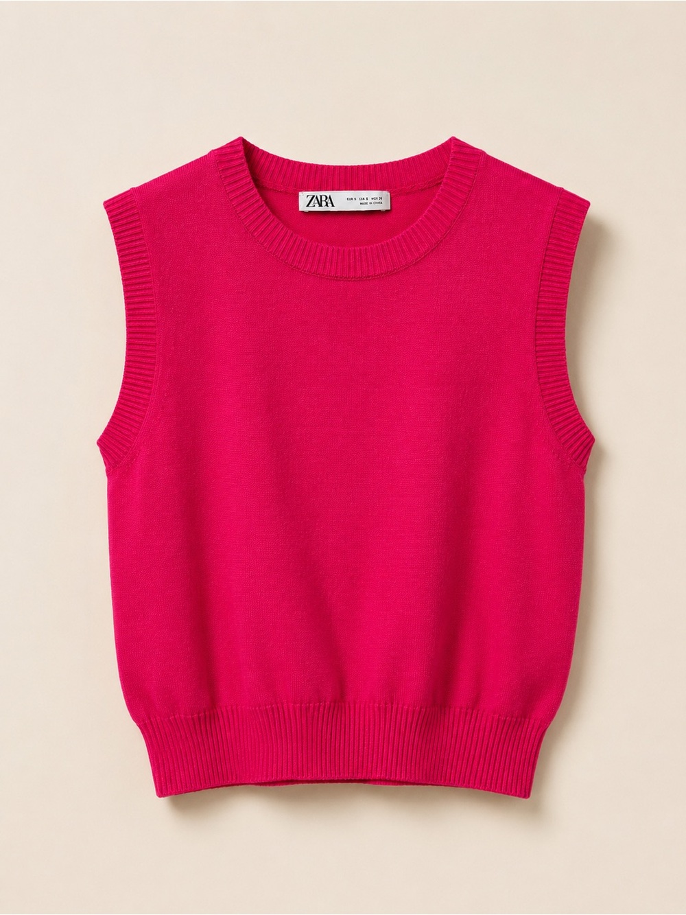 New Zara Hot Pink Knit Sweater Vest – NWOT – Size S